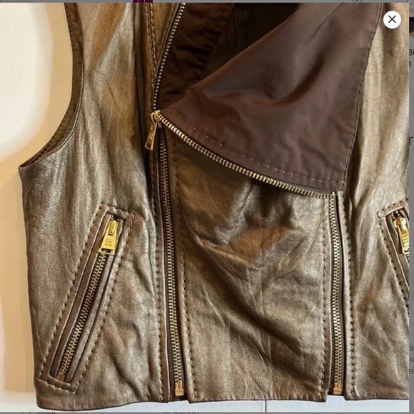 NWT BCBGMaxAzria Copper Moto Leather Vest Jacket - Picture 2 of 10